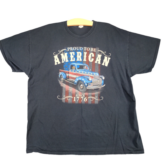 Fruit Of The Loom Men's Proud To Be American Graphic T-Shirt Black 2XL Cotton - Picture 1 of 12